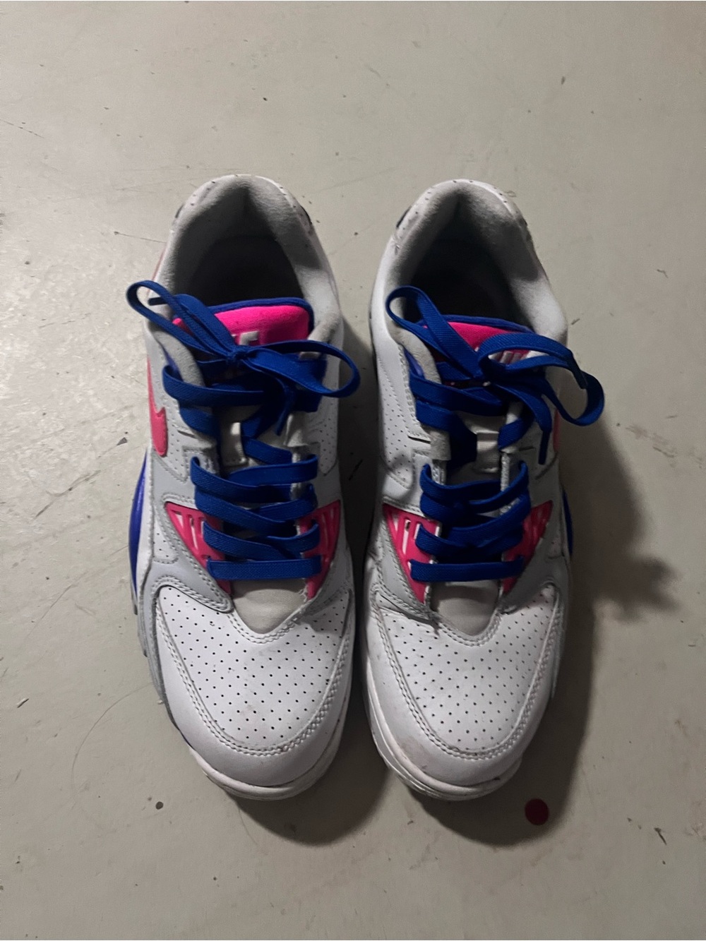 Nike Trainer White Sneakers with Pink & Blue Accents